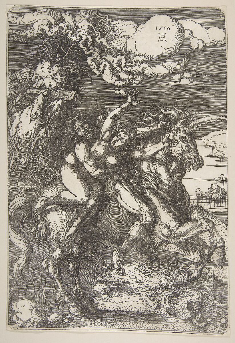 Abduction of Proserpine, Albrecht Dürer (German, Nuremberg 1471–1528 Nuremberg), Etching 