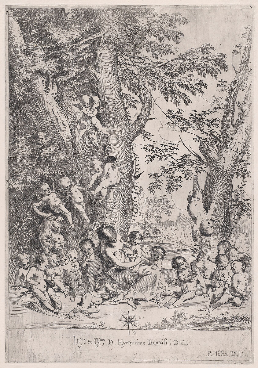 The Garden of Charity, Pietro Testa (Italian, Lucca 1612–1650 Rome), Etching 