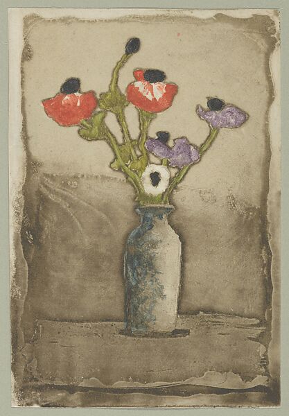 Anemonies, Théodore Roussel (French, Lorient, Brittany 1847–1926 St. Leonards-on-Sea, Sussex), Etching and aquatint printed in colors; second state of three 