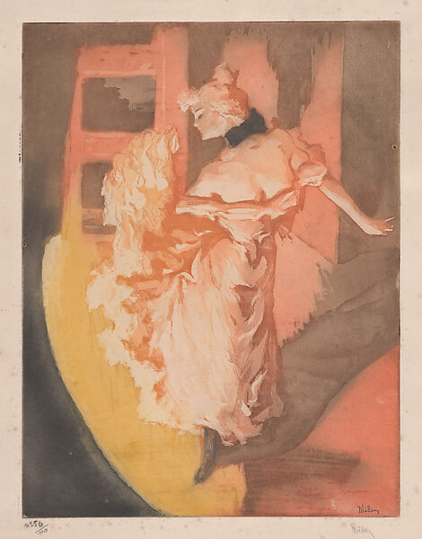 Dancer in the Footlights, Alfredo Müller (Italian, 1869–1939 (active France)), Etching and aquatint printed in color 