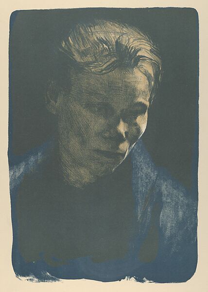 Working Woman with Blue Shawl (Brustbild Einer Arbeiterfrau Mit Blauem Tuch), Käthe Kollwitz (German, Kaliningrad (Königsberg) 1867–1945 Moritzburg), Lithograph printed in color; second state of three 