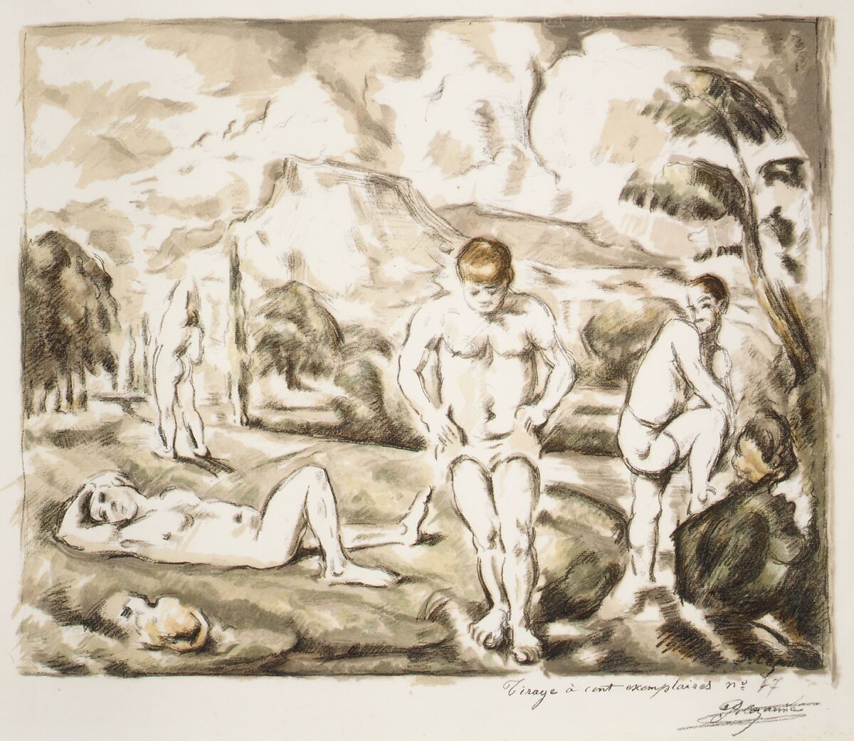 The Large Bathers (Les Baigneurs), Paul Cézanne (French, Aix-en-Provence 1839–1906 Aix-en-Provence), Color lithograph on wove paper; first state of two