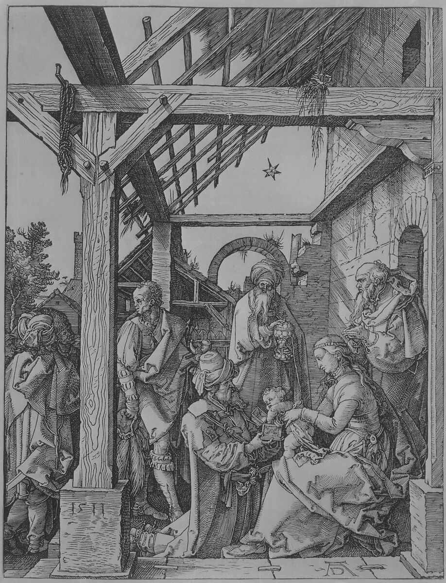 The Adoration of the Magi, Albrecht Dürer (German, Nuremberg 1471–1528 Nuremberg), Woodcut
