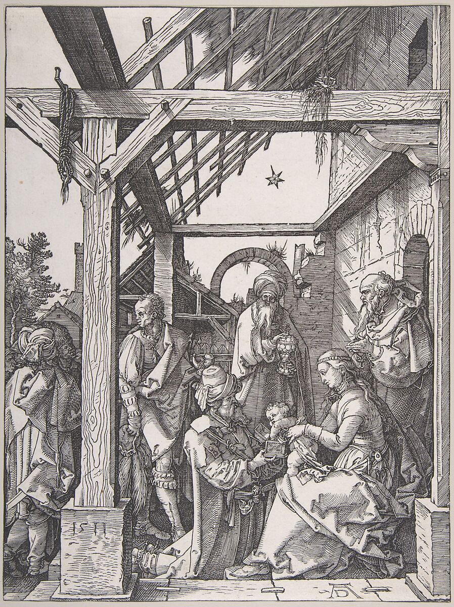 The Adoration of the Magi, Albrecht Dürer (German, Nuremberg 1471–1528 Nuremberg), Woodcut