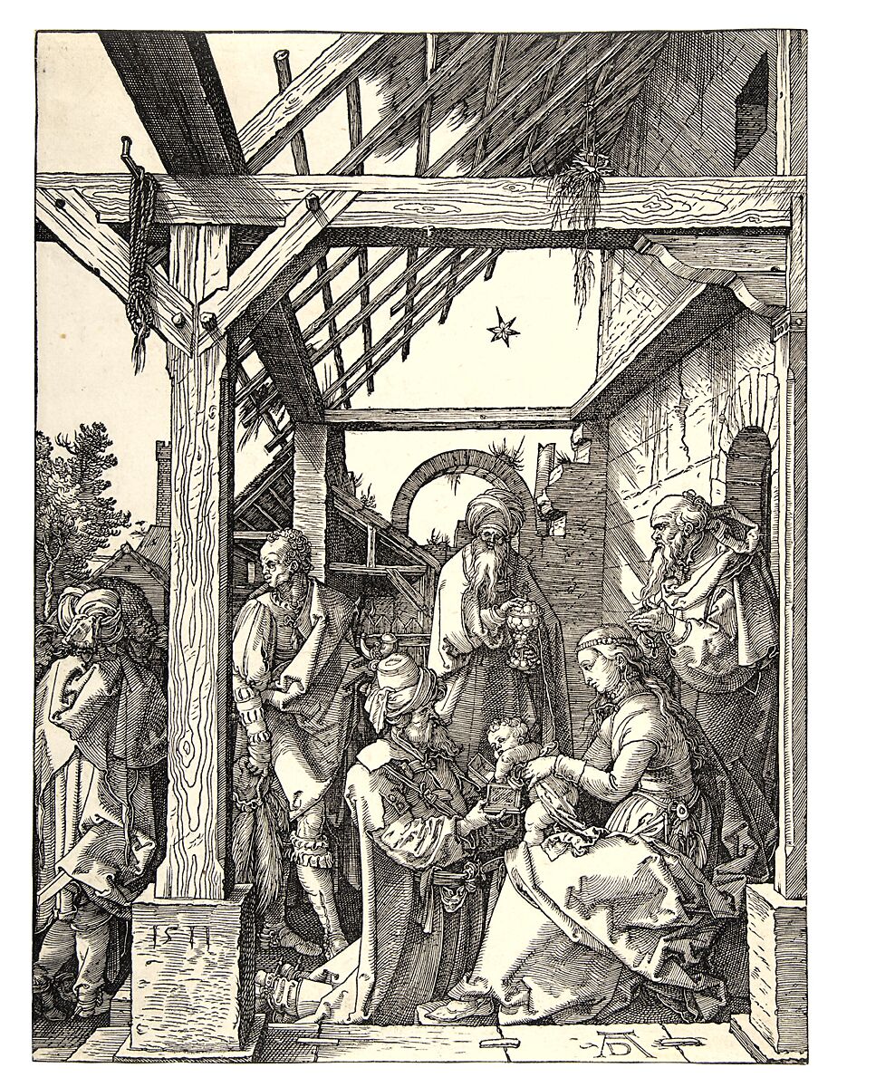 The Adoration of the Magi, Albrecht Dürer (German, Nuremberg 1471–1528 Nuremberg), Woodcut