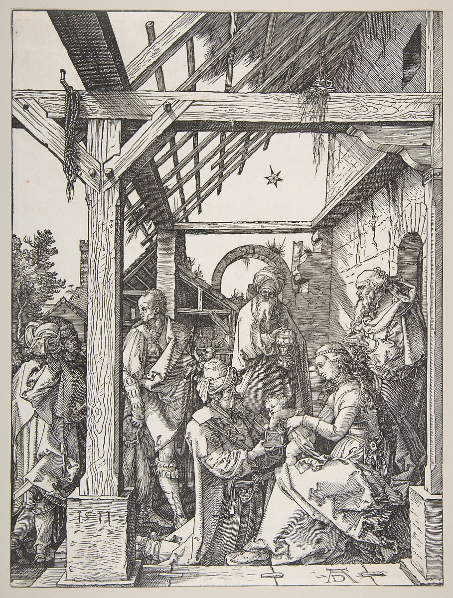 The Adoration of the Magi, Albrecht Dürer (German, Nuremberg 1471–1528 Nuremberg), Woodcut 