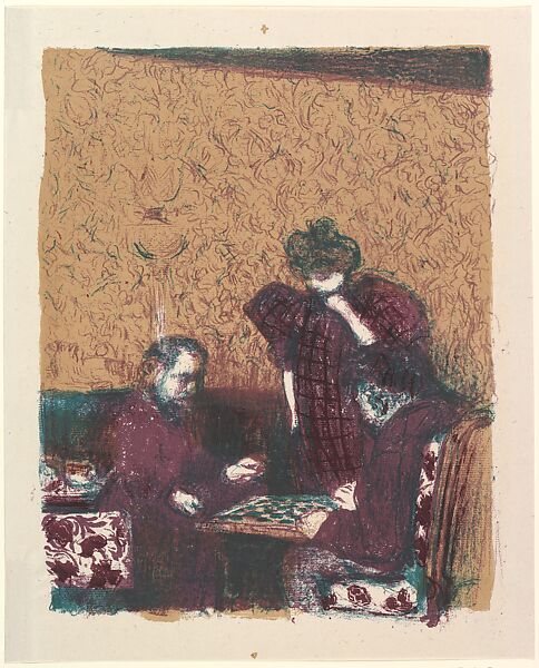 The Game of Checkers, from "Landscapes and Interiors", Edouard Vuillard (French, Cuiseaux 1868–1940 La Baule), Lithograph; third state of three 