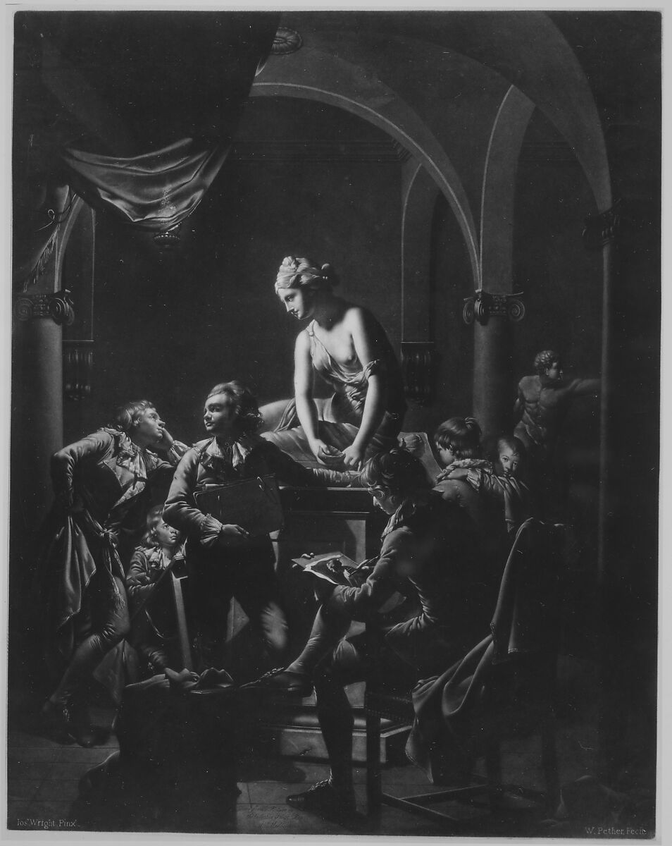 An Academy by Lamplight, William Pether (British, Carlisle ca. 1738–1821 Bristol), Mezzotint; second state of two