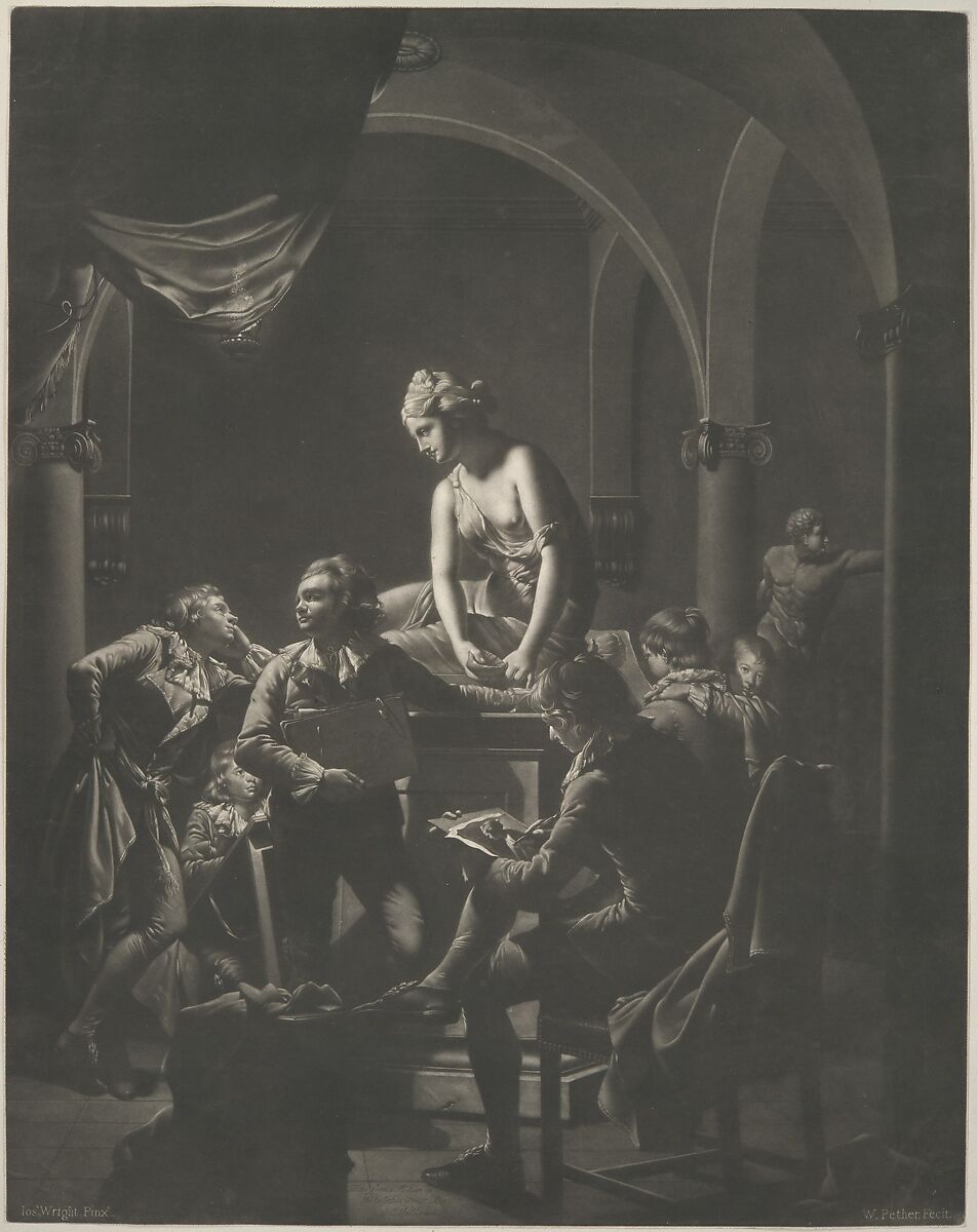 An Academy by Lamplight, William Pether (British, Carlisle ca. 1738–1821 Bristol), Mezzotint; second state of two 