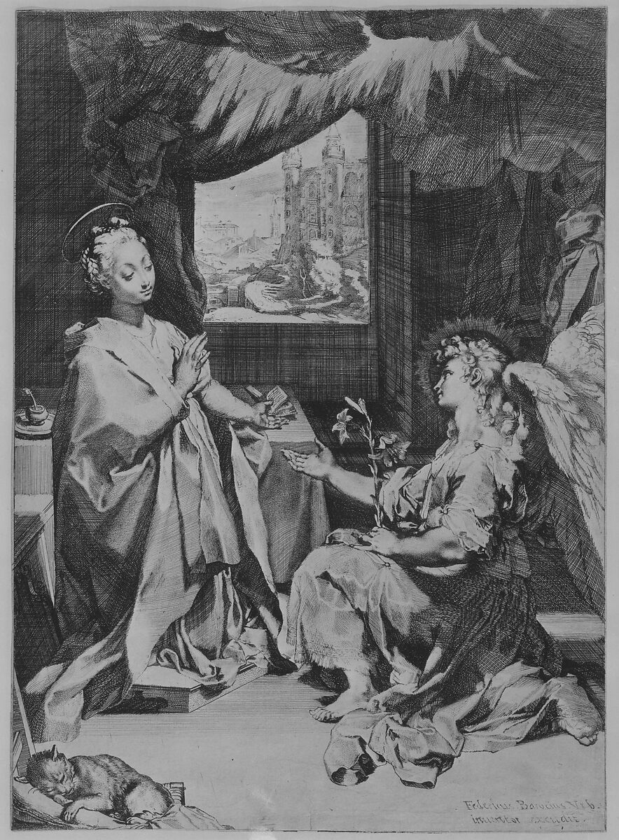 The Annunciation, Federico Barocci (Italian, Urbino ca. 1535–1612 Urbino), Etching and engraving 