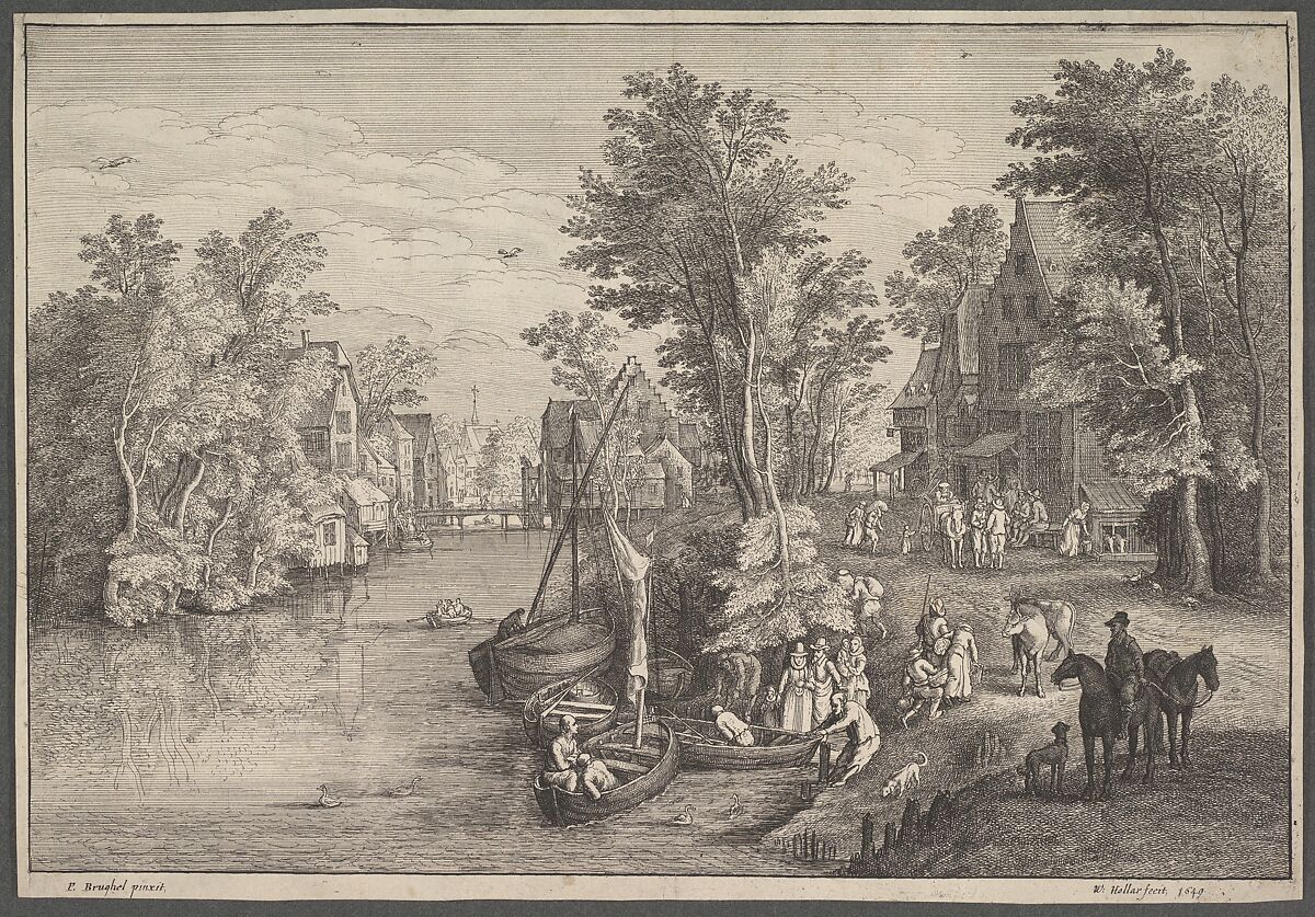 The Ferry, Wenceslaus Hollar (Bohemian, Prague 1607–1677 London), Etching; first state of three 