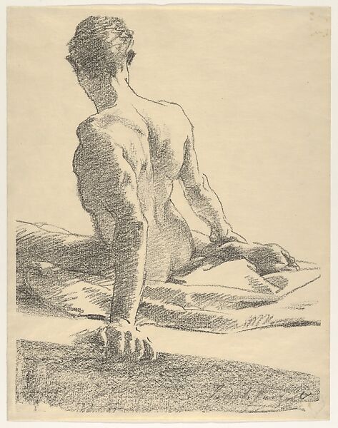 Study of a Young Man, Seen from the Back, John Singer Sargent (American, Florence 1856–1925 London), Transfer lithograph 