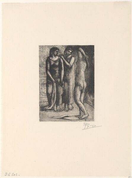 Two Women Looking at a Nude Model, Pablo Picasso (Spanish, Malaga 1881–1973 Mougins, France), Drypoint and etching 