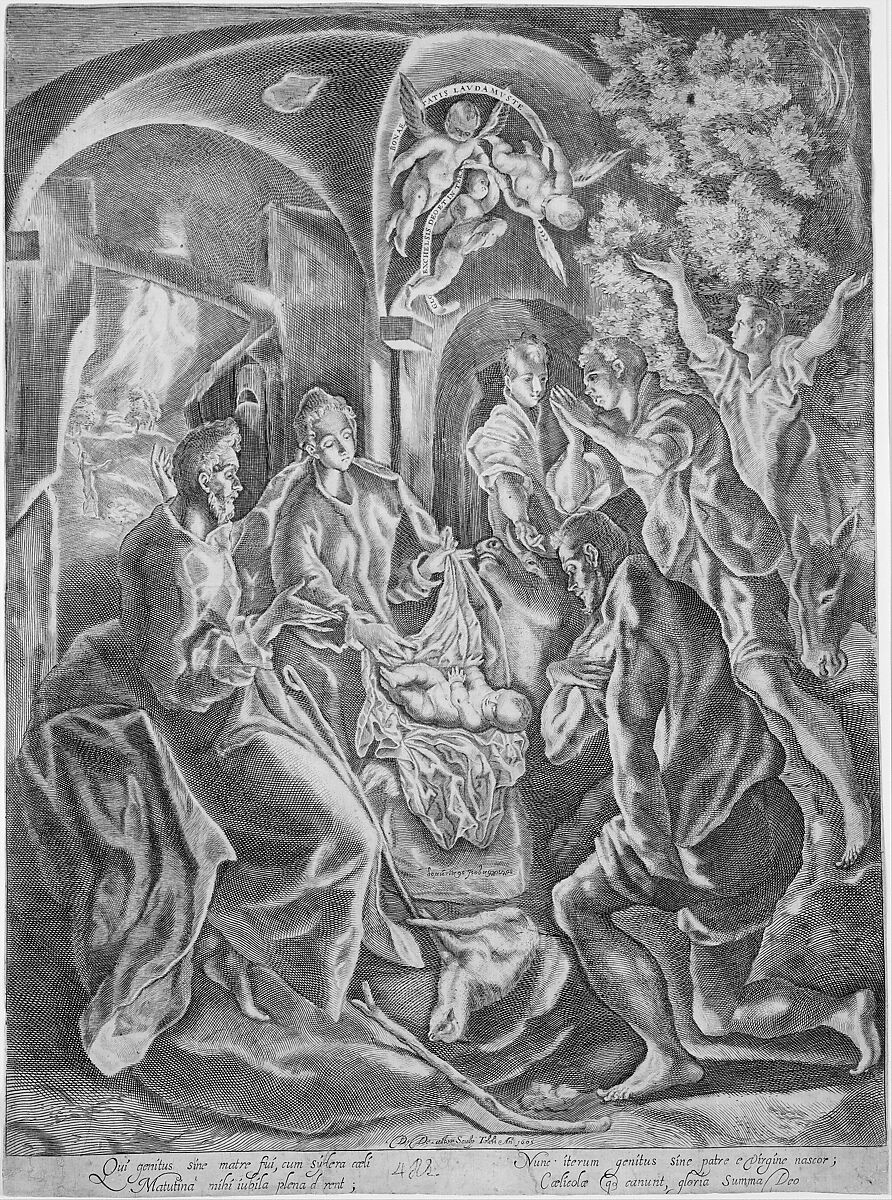 The adoration of the shepherds, Diego de Astor (Spanish, active early 17th century), Engraving 
