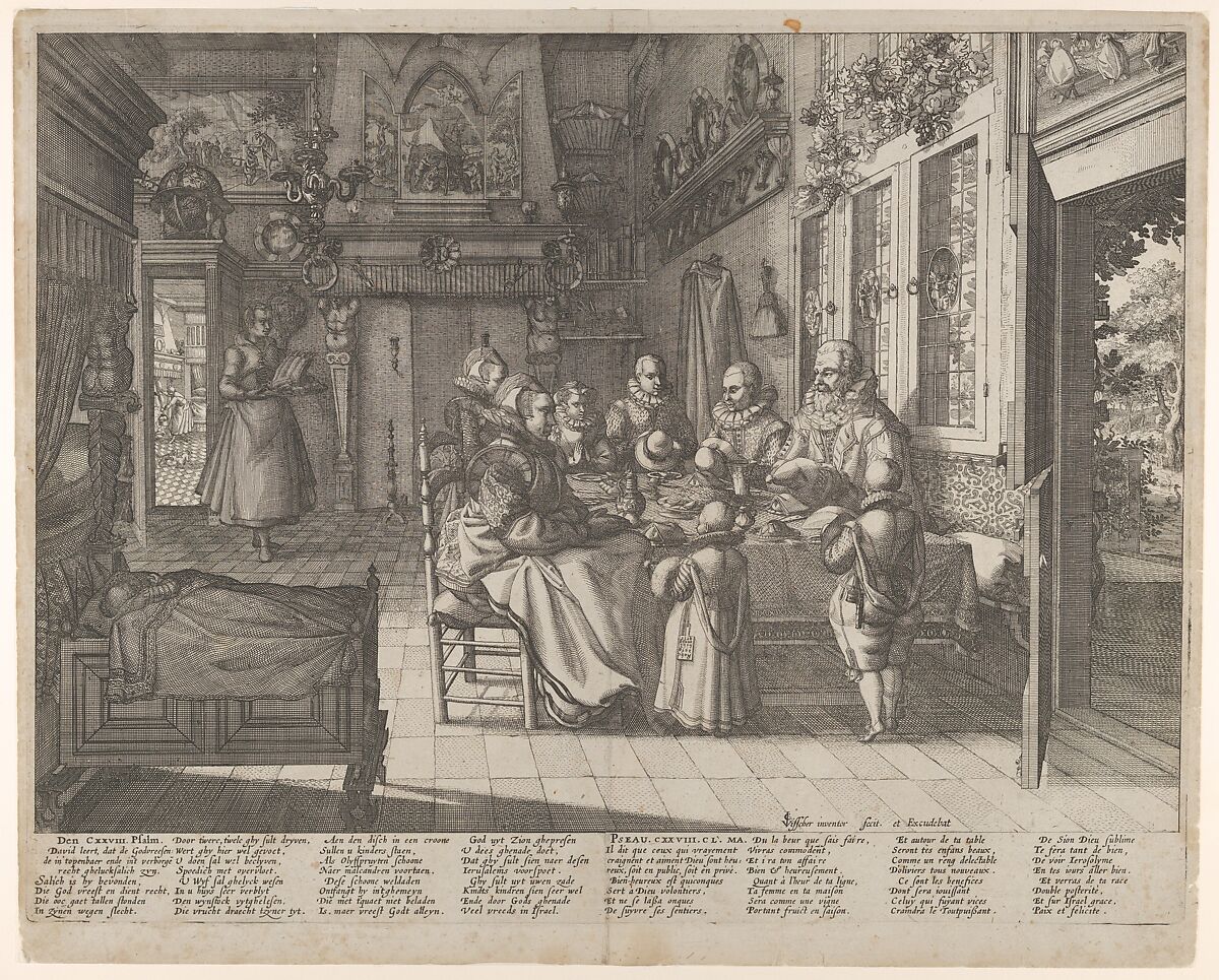 A Family Saying Grace, Claes Jansz. Visscher (Dutch, Amsterdam 1586–1652 Amsterdam), Etching, second state of two 