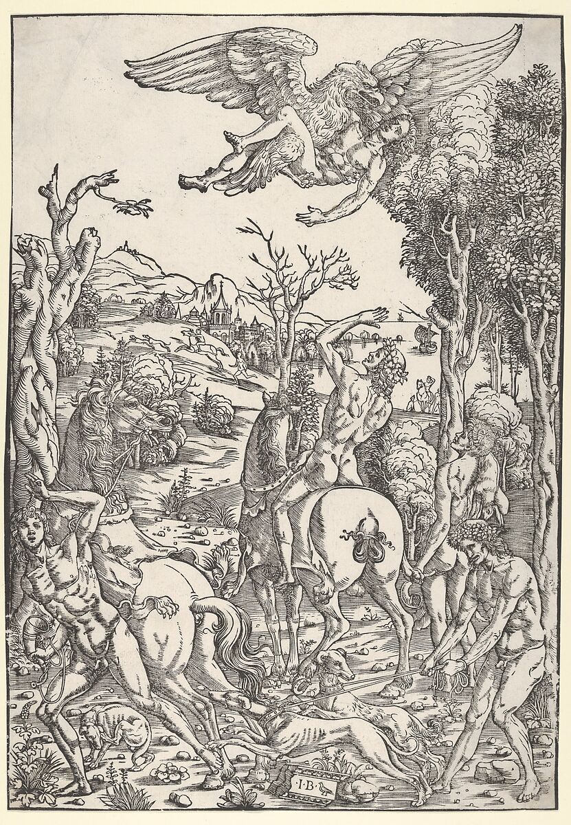 Zeus as an eagle, abducting Ganymede