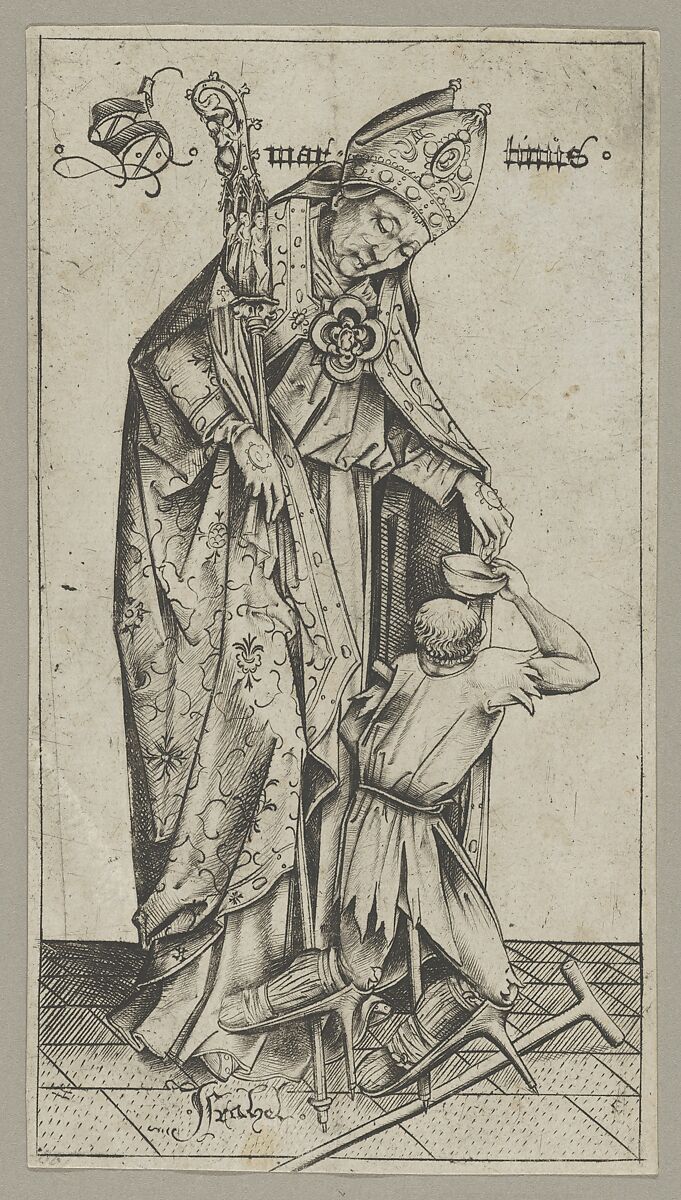 Saint Martin, Israhel van Meckenem (German, Meckenem ca. 1440/45–1503 Bocholt), Engraving 
