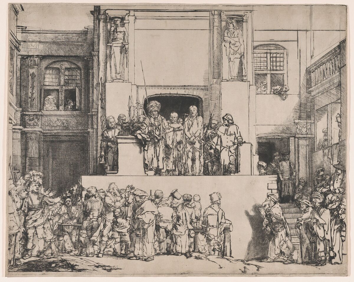 Christ Presented to the People, Rembrandt (Rembrandt van Rijn)  Dutch, Drypoint on japan paper; fourth state of eight