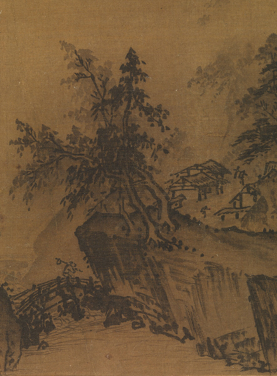 Mountain Market, Clearing Mist, Xia Gui (Chinese, active ca. 1195–1230), Album leaf; ink on silk  , China