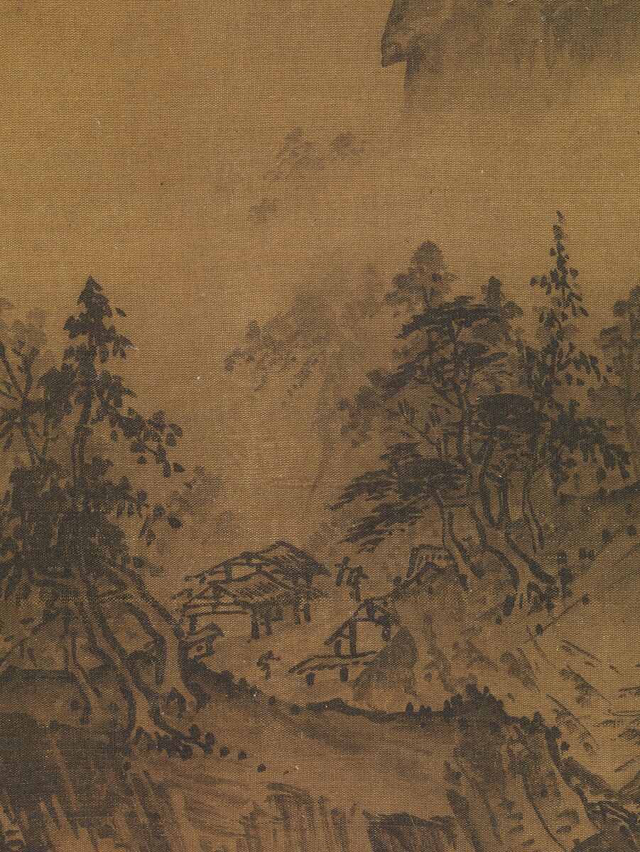 Mountain Market, Clearing Mist, Xia Gui (Chinese, active ca. 1195–1230), Album leaf; ink on silk  , China