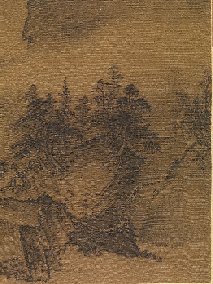 Mountain Market, Clearing Mist, Xia Gui (Chinese, active ca. 1195–1230), Album leaf; ink on silk  , China
