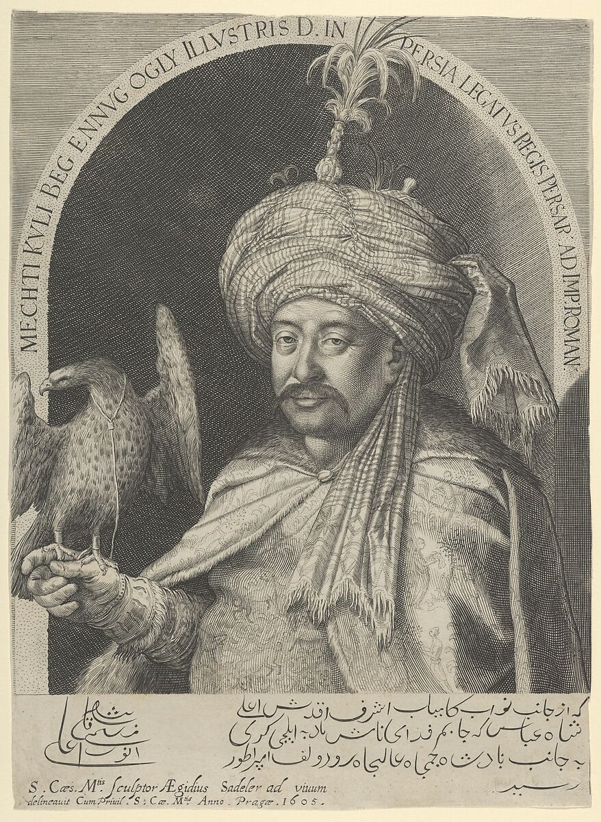 Mechti Kuli Beg, Persian Ambassador to Prague, Aegidius Sadeler II (Netherlandish, Antwerp 1568–1629 Prague), Engraving 