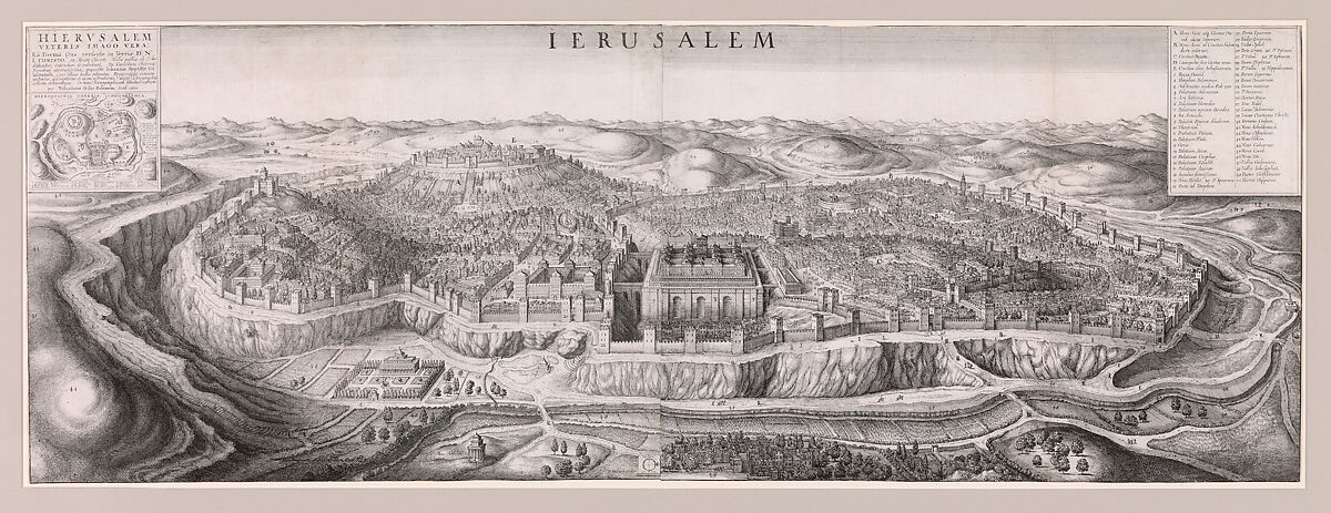 Prospect of Jerusalem, Wenceslaus Hollar (Bohemian, Prague 1607–1677 London), Etching; margin where Overton's address would have appeared has been trimmed off this impression and so the state cannot be determined. 
