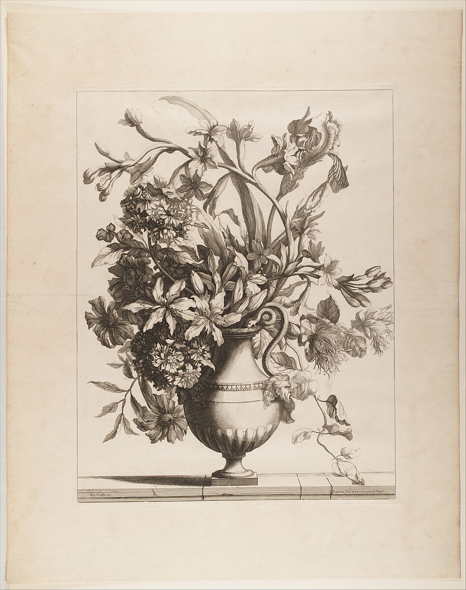 Flowers in a Vase, Jean-Baptiste Monnoyer (French, Lille 1636–1699 London), Etching and engraving 