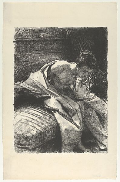 Study of a Young Man, Seated, John Singer Sargent (American, Florence 1856–1925 London), Transfer lithograph 