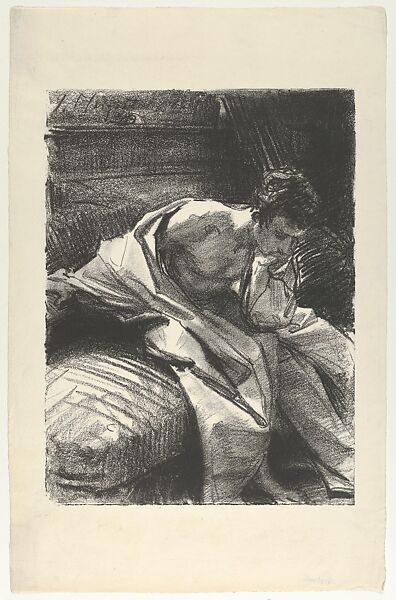 Study of a Young Man, Seated, John Singer Sargent  American, Transfer lithograph