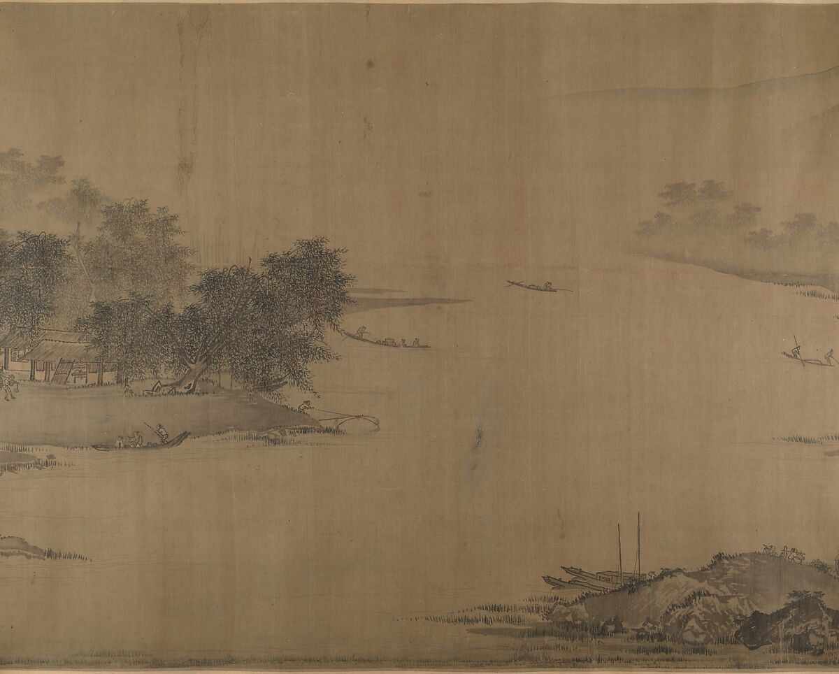 First half of Ten Thousand Li of the Yangzi River, Unidentified artist  , fake signature of Xia Gui (active ca. 1195–1230), Handscroll; ink and color on silk, China