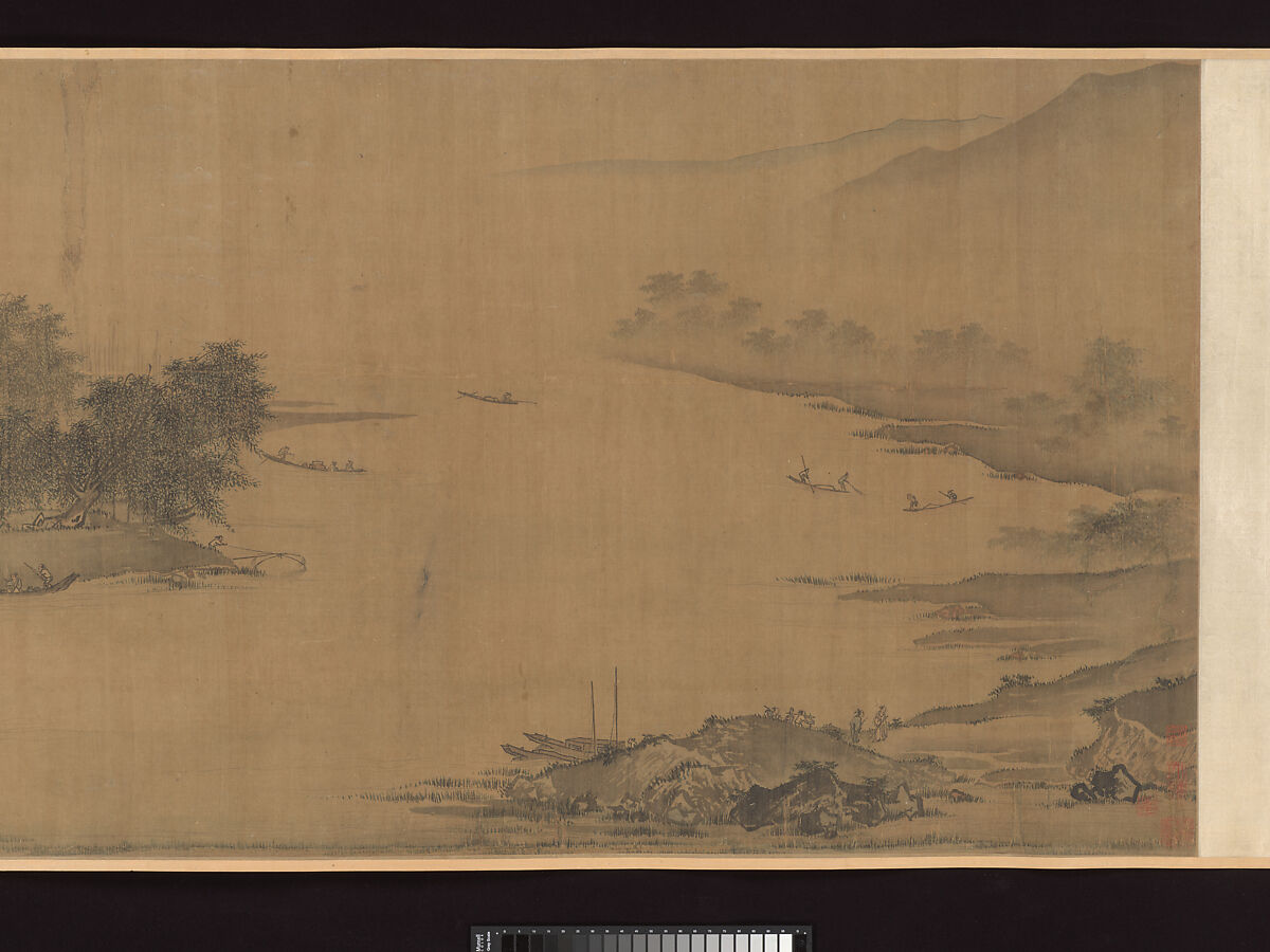 First half of Ten Thousand Li of the Yangzi River, Unidentified artist  , fake signature of Xia Gui (active ca. 1195–1230), Handscroll; ink and color on silk, China