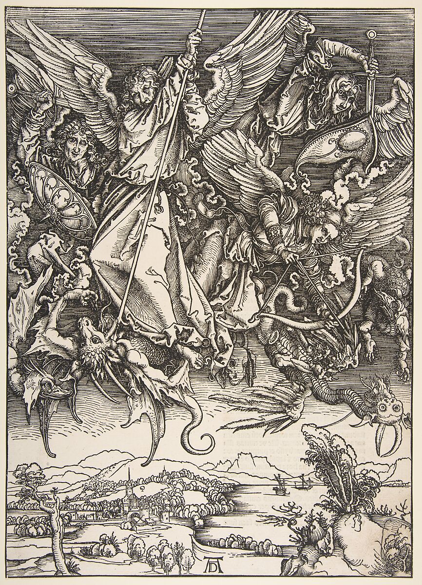 Saint Michael Fighting the Dragon, from The Apocalypse, After Albrecht Dürer (German, Nuremberg 1471–1528 Nuremberg), Woodcut 