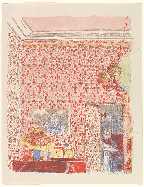 Interior with Pink Wallpaper I, from "Landscapes and Interiors", Edouard Vuillard (French, Cuiseaux 1868–1940 La Baule), Color lithograph; fourth state of four 