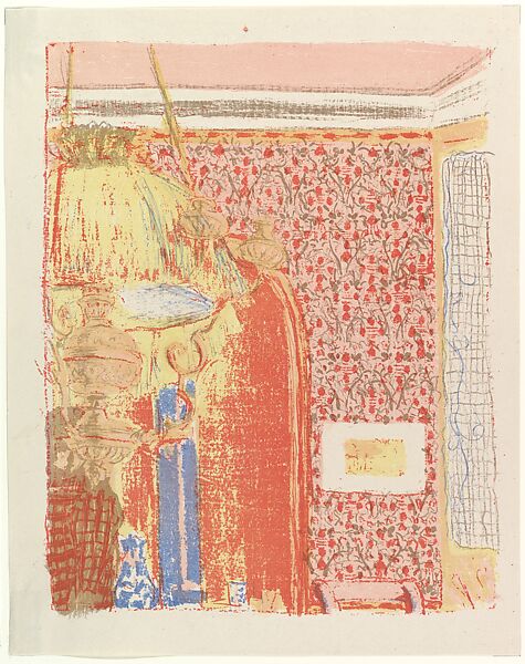 Interior with Pink Wallpaper II, from "Landscapes and Interiors", Edouard Vuillard (French, Cuiseaux 1868–1940 La Baule), Color lithograph; second state of two 