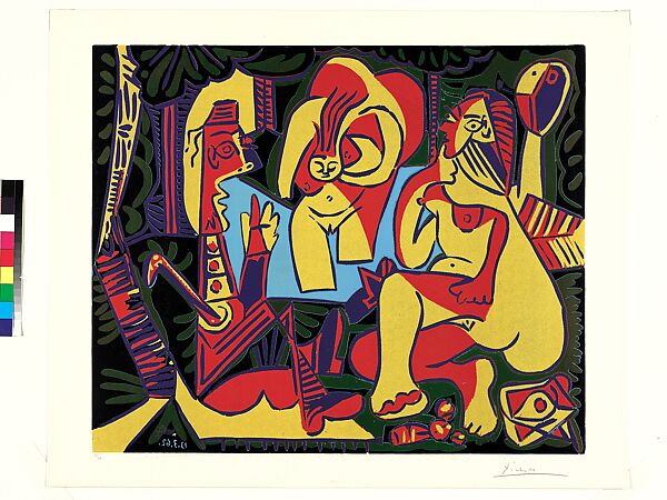 Le déjeuner sur l'herbe, after Manet I, Pablo Picasso (Spanish, Malaga 1881–1973 Mougins, France), Linoleum cut