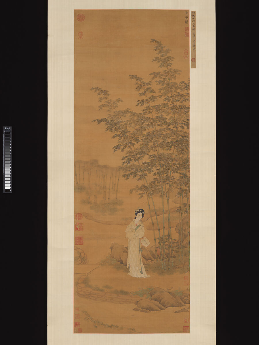 Lady in a bamboo grove, Qiu Ying  Chinese, Hanging scroll; ink and color on silk, China