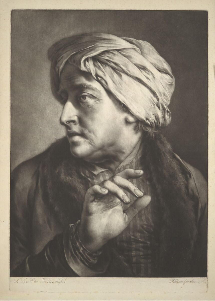 Head of a Man Wearing a Turban, Thomas Frye (Irish, Edenderry 1710/11–1762 London), Mezzotint; second state 
