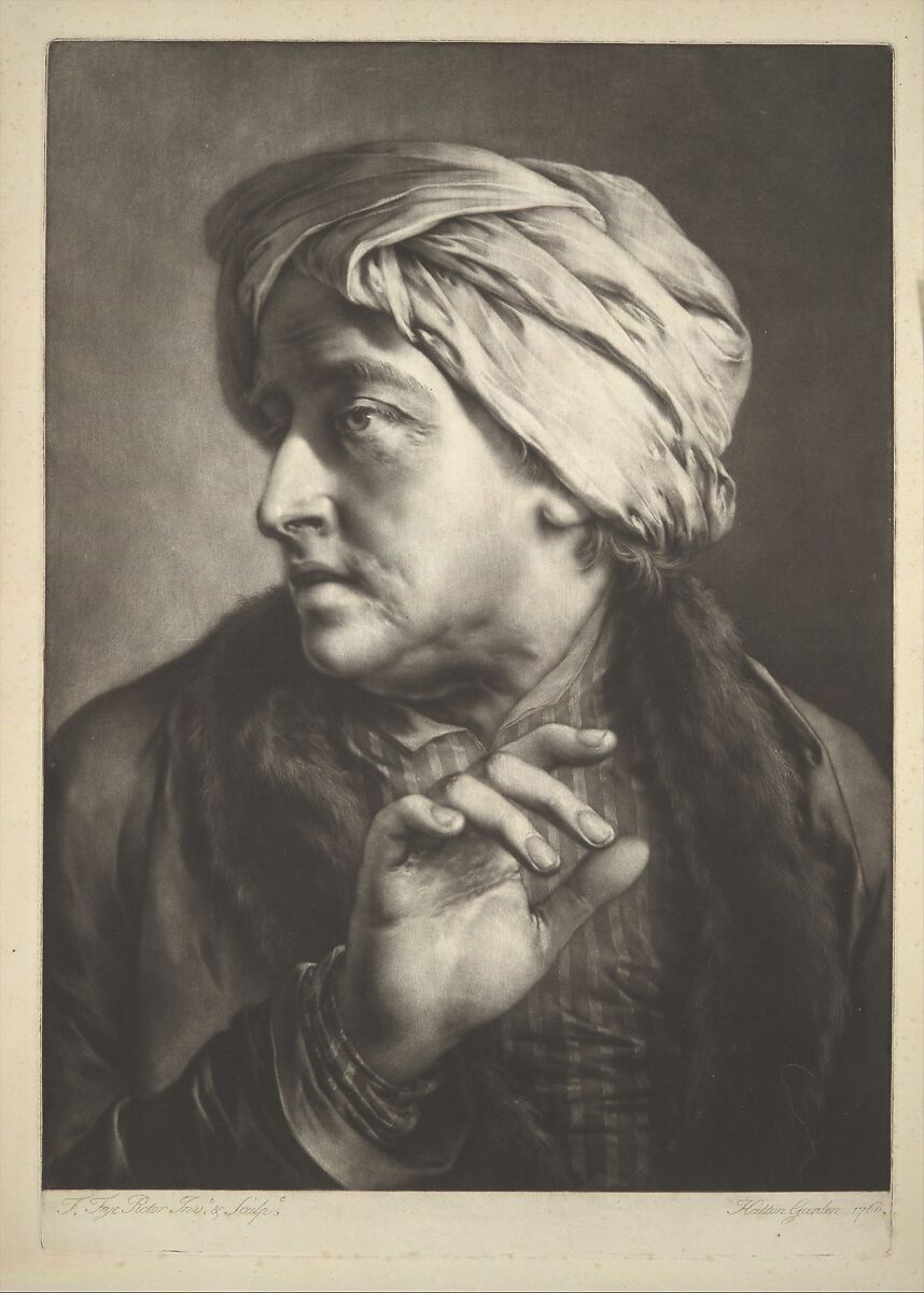 Head of a Man Wearing a Turban, Thomas Frye  Irish, Mezzotint; second state