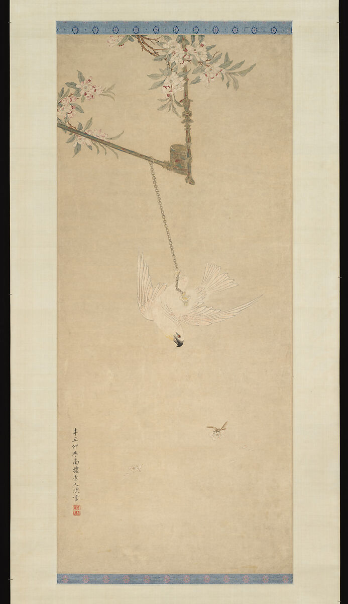Cockatoo, Chen Shu (Chinese, 1660–1736), Hanging scroll; ink and color on paper, China 
