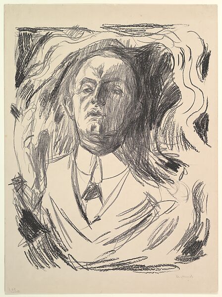 Self-Portrait with a Cigar, Edvard Munch (Norwegian, Løten 1863–1944 Ekely), Lithograph 