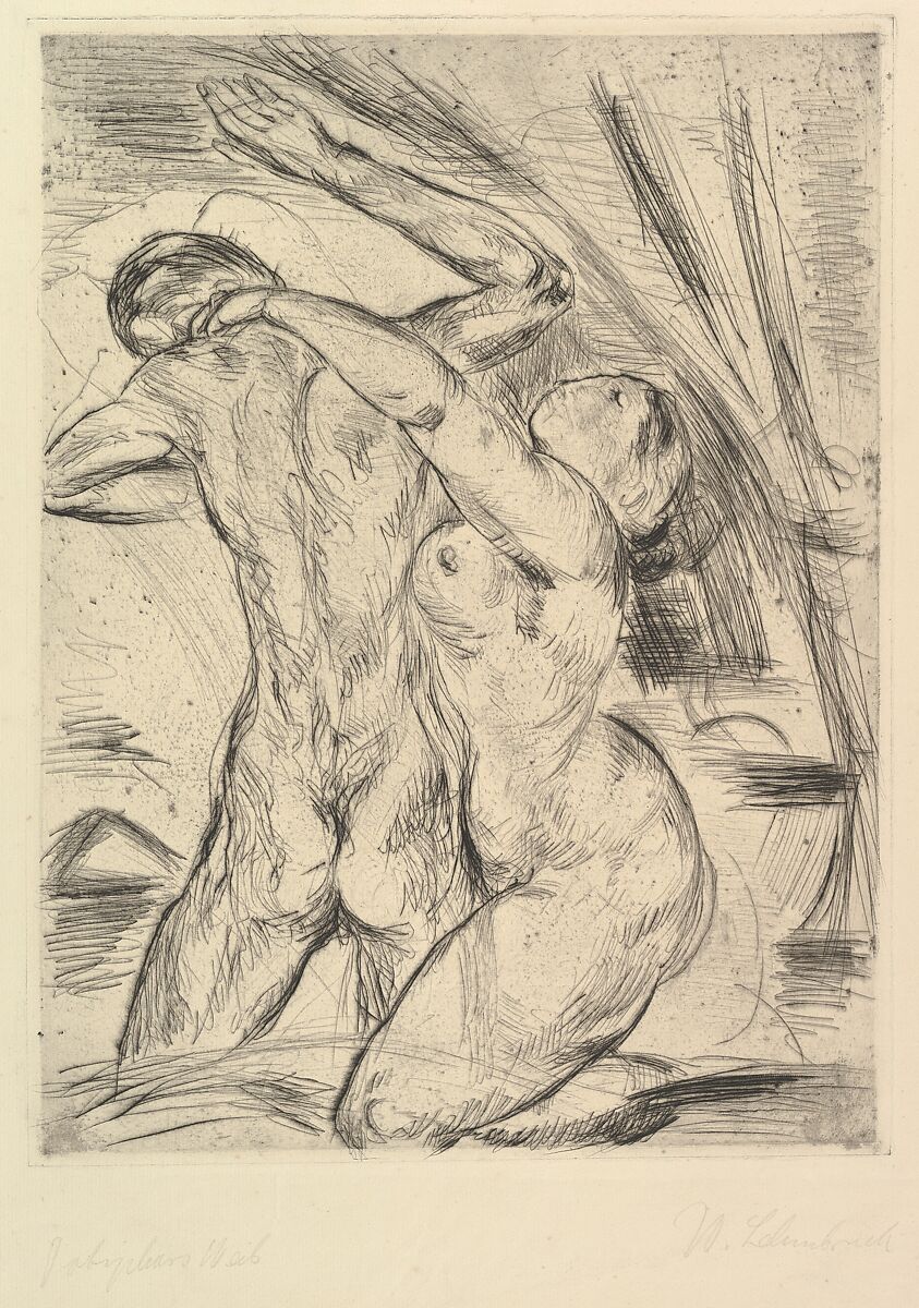 Potiphar's Wife (Potiphars Weib), Wilhelm Lehmbruck (German, Duisburg 1881–1919 Berlin), Drypoint; first state of two 