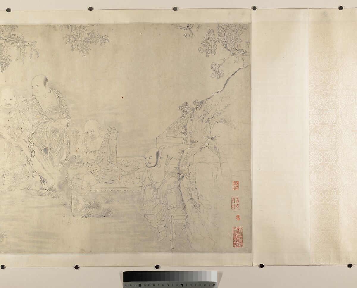 (Copy after) The Sixteen Luohans, In the Style of Shitao (Zhu Ruoji) (Chinese, 1642–1707), Handscroll; ink on paper, China