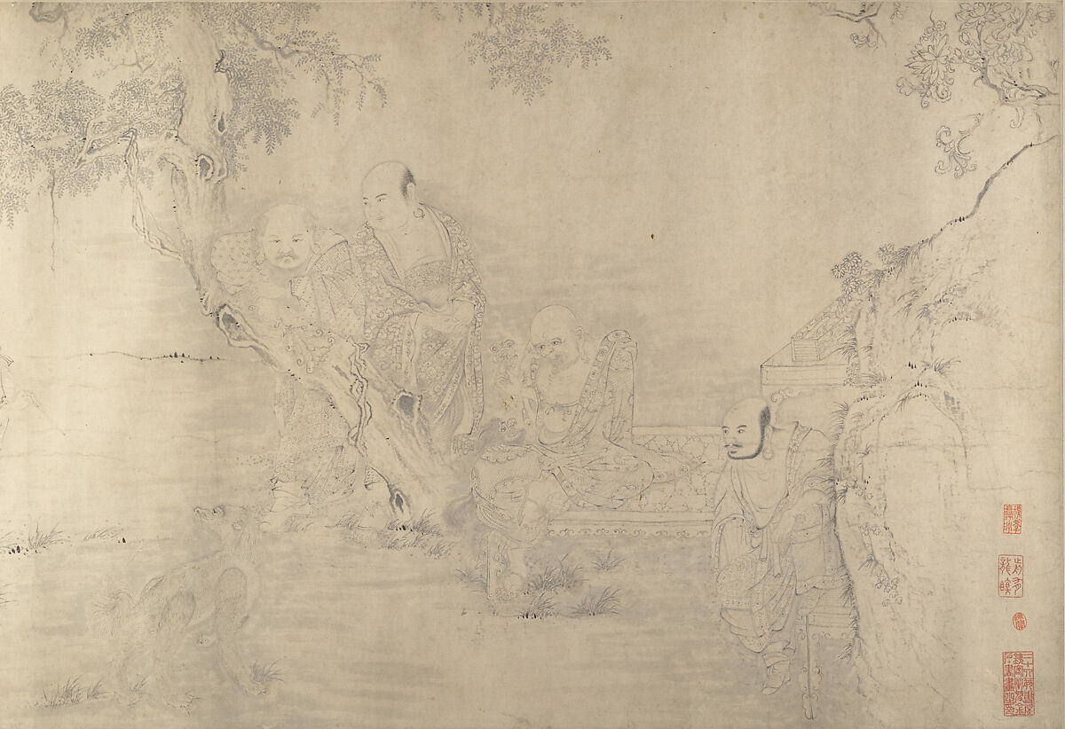 (Copy after) The Sixteen Luohans, In the Style of Shitao (Zhu Ruoji) (Chinese, 1642–1707), Handscroll; ink on paper, China 
