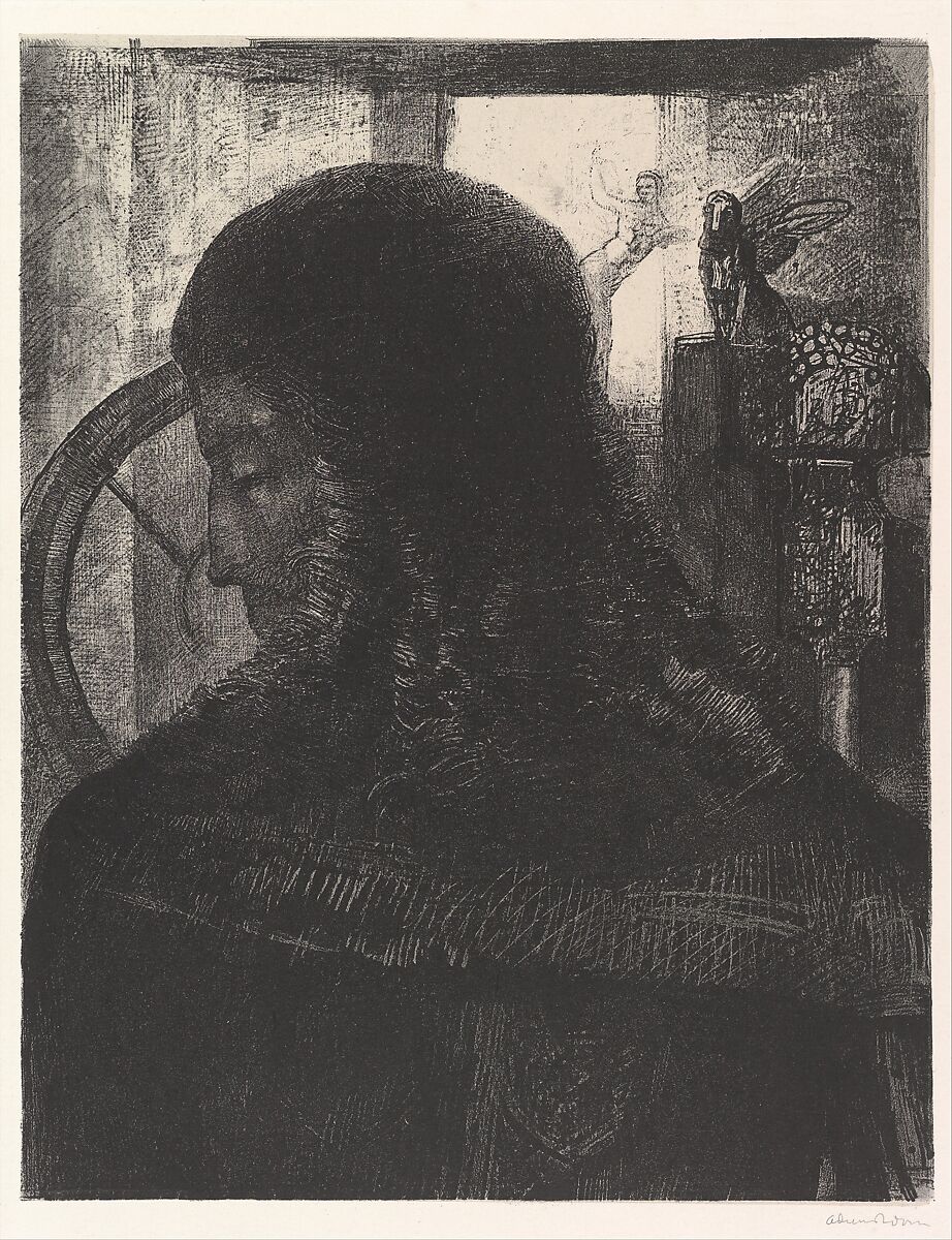The Old Knight, Odilon Redon (French, Bordeaux 1840–1916 Paris), Lithograph on chine collé 