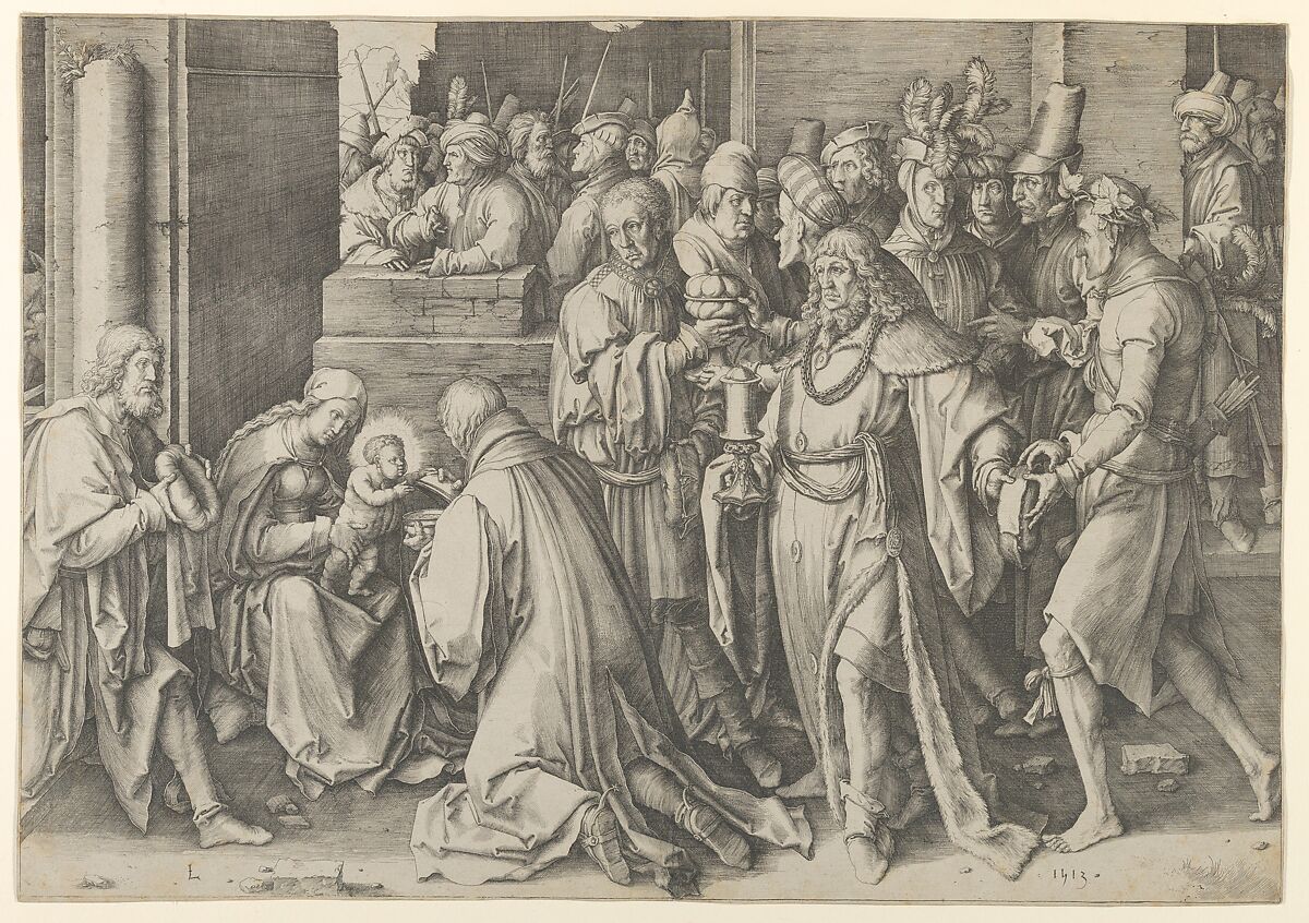 Adoration of the Magi, Lucas van Leyden (Netherlandish, Leiden ca. 1494–1533 Leiden), Engraving; first state 