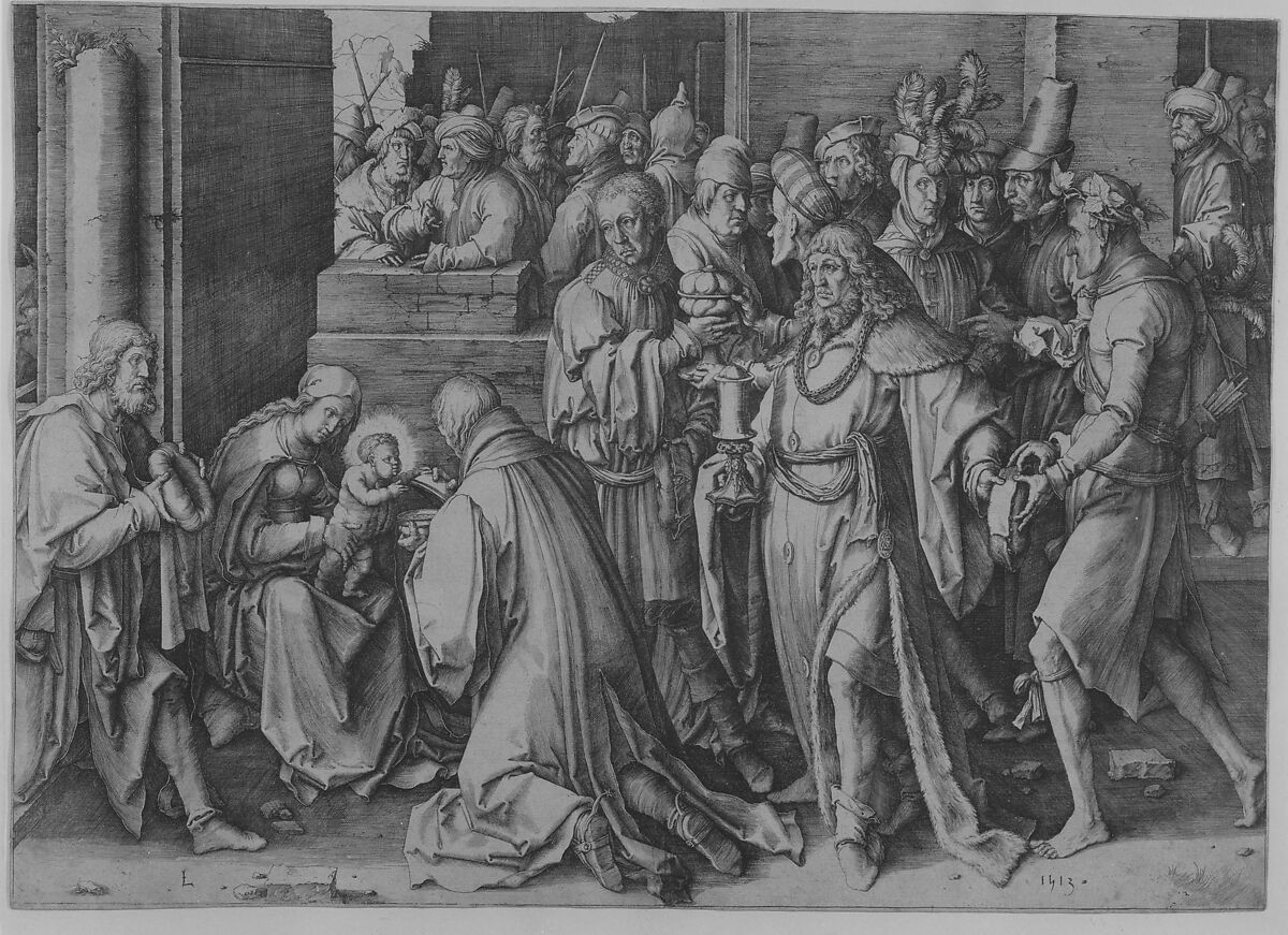 Adoration of the Magi, Lucas van Leyden (Netherlandish, Leiden ca. 1494–1533 Leiden), Engraving; first state