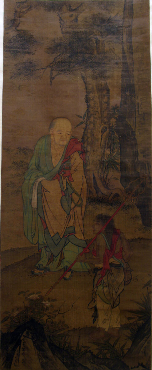 Luohan, Formerly attributed to Guanxiu (Chinese, active ca. 940), Hanging scroll; ink and color on silk, China 