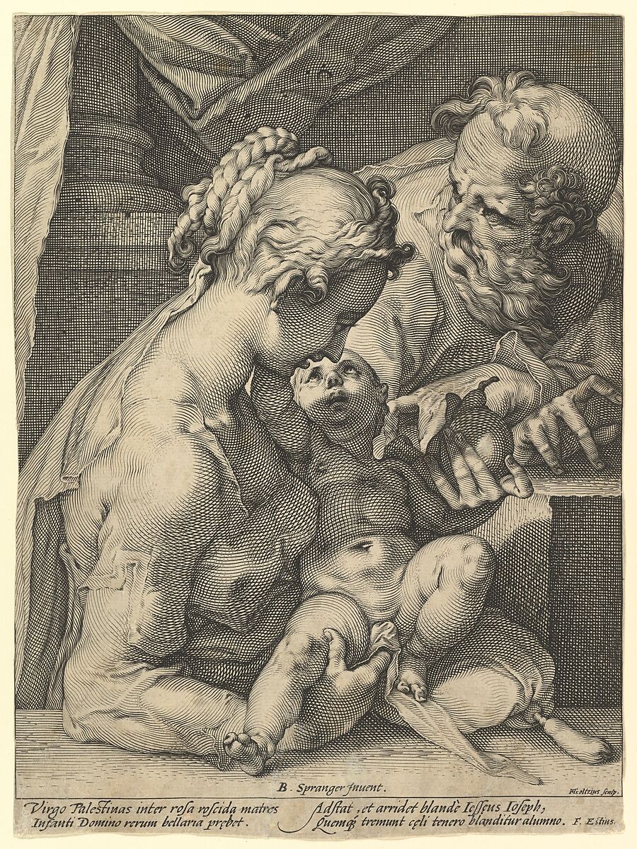 The Holy Family, Hendrick Goltzius (Netherlandish, Mühlbracht 1558–1617 Haarlem), Engraving 