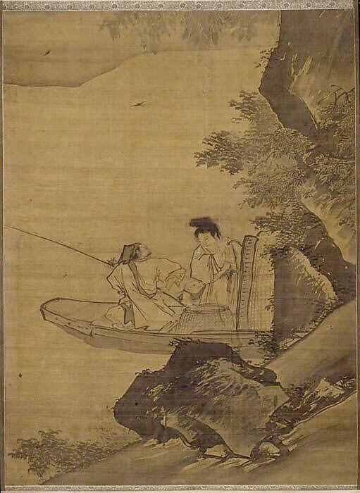 Fisherman and family, Attributed to Zhang Lu (Chinese, ca. 1490–ca. 1563), Hanging scroll; ink and color on silk, China 